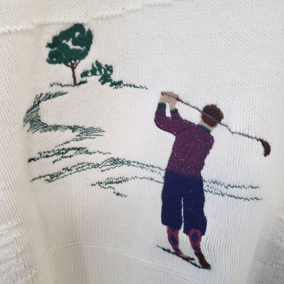 Cypress Links Mens XL Golf Sweater White With Golfer Embroidery USA - Picture 2 of 7